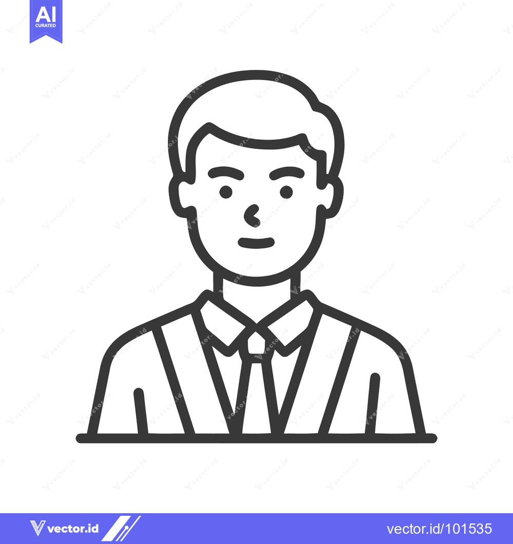 Premium Vector dari Clean Outline Portrait of a Businessman, Minimalist Avatar Icon