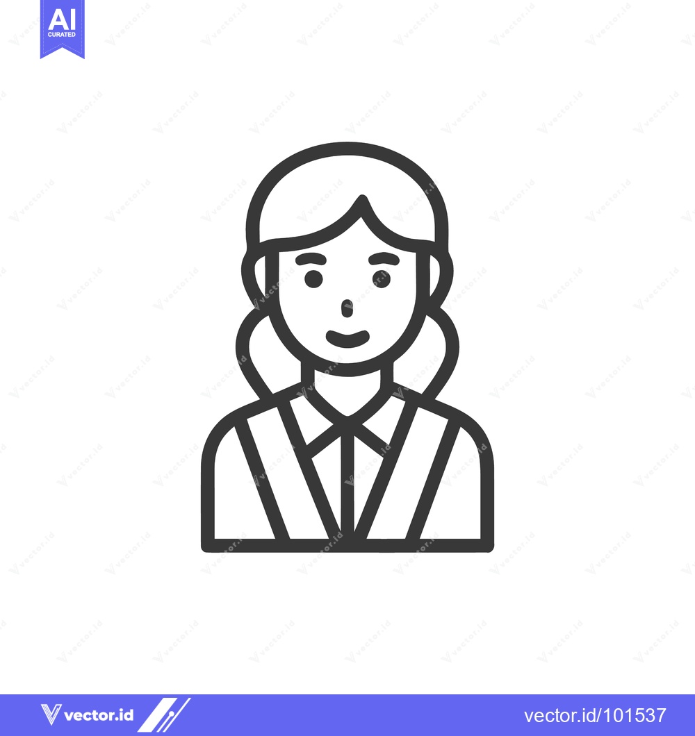 Premium Vector dari Minimalist Line Icon of a Smiling Woman in a Collared Shirt