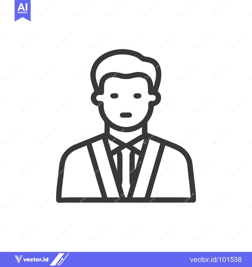 Premium Vector dari Modern Line Art Icon of a Professional Man in a Suit, Clean Vector Ava