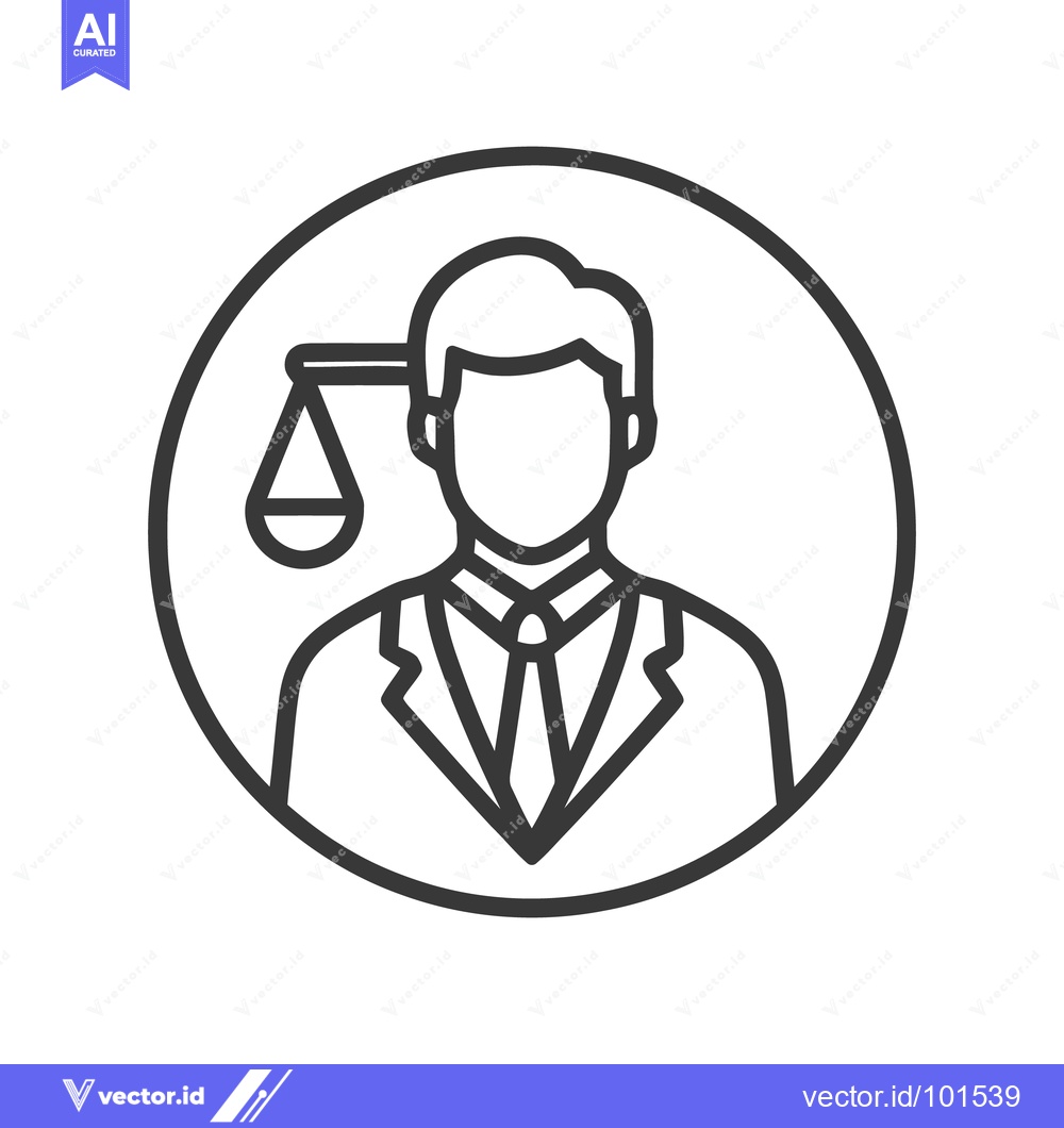 Premium Vector of Minimalist line icon of a lawyer with scales of justice, symbolizing t