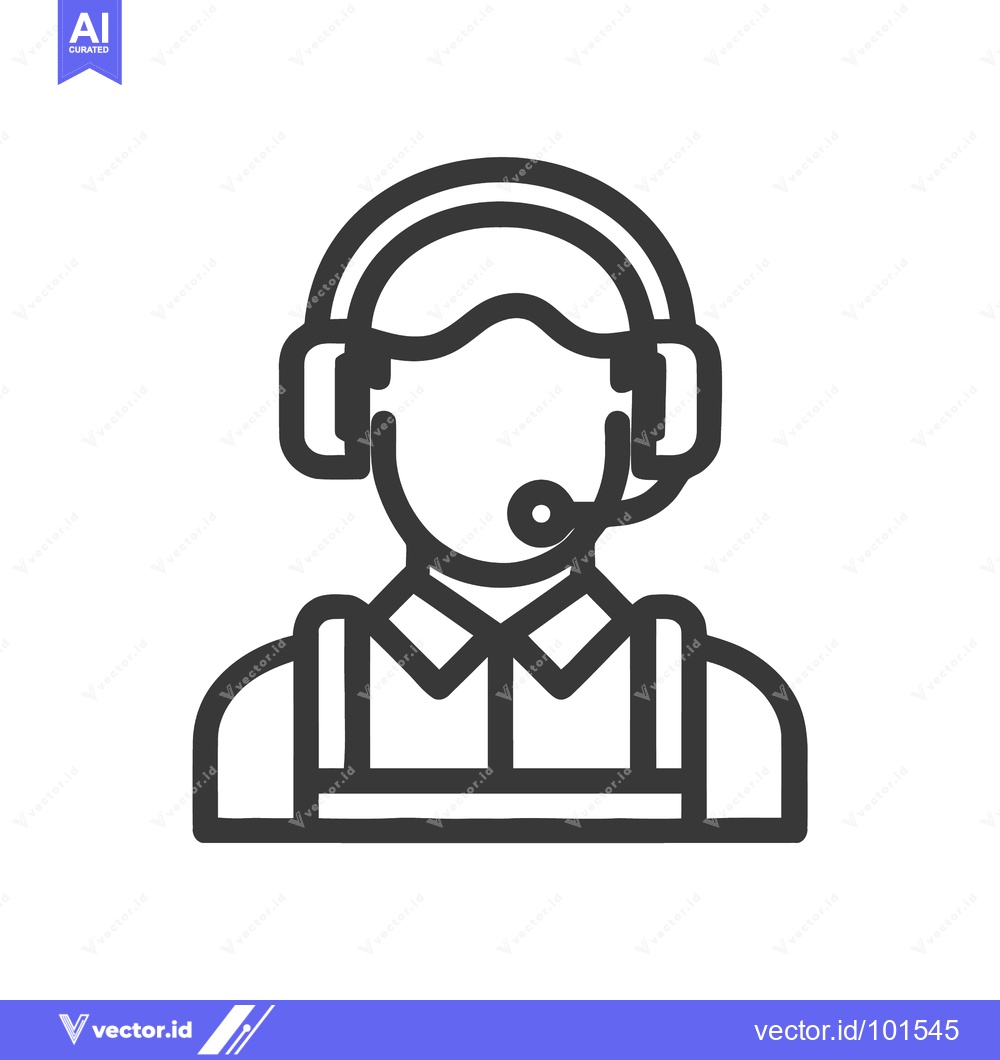 Premium Vector dari Modern Outline Icon of a Professional Operator in a Vest and Headset