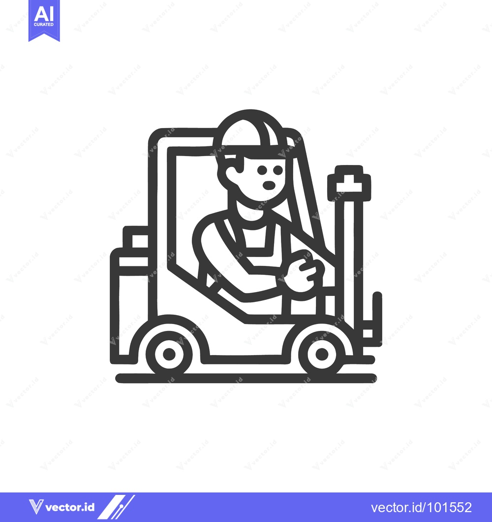 Premium Vector dari Focused Forklift Operator at Work, a Clean Minimalist Line Art Icon