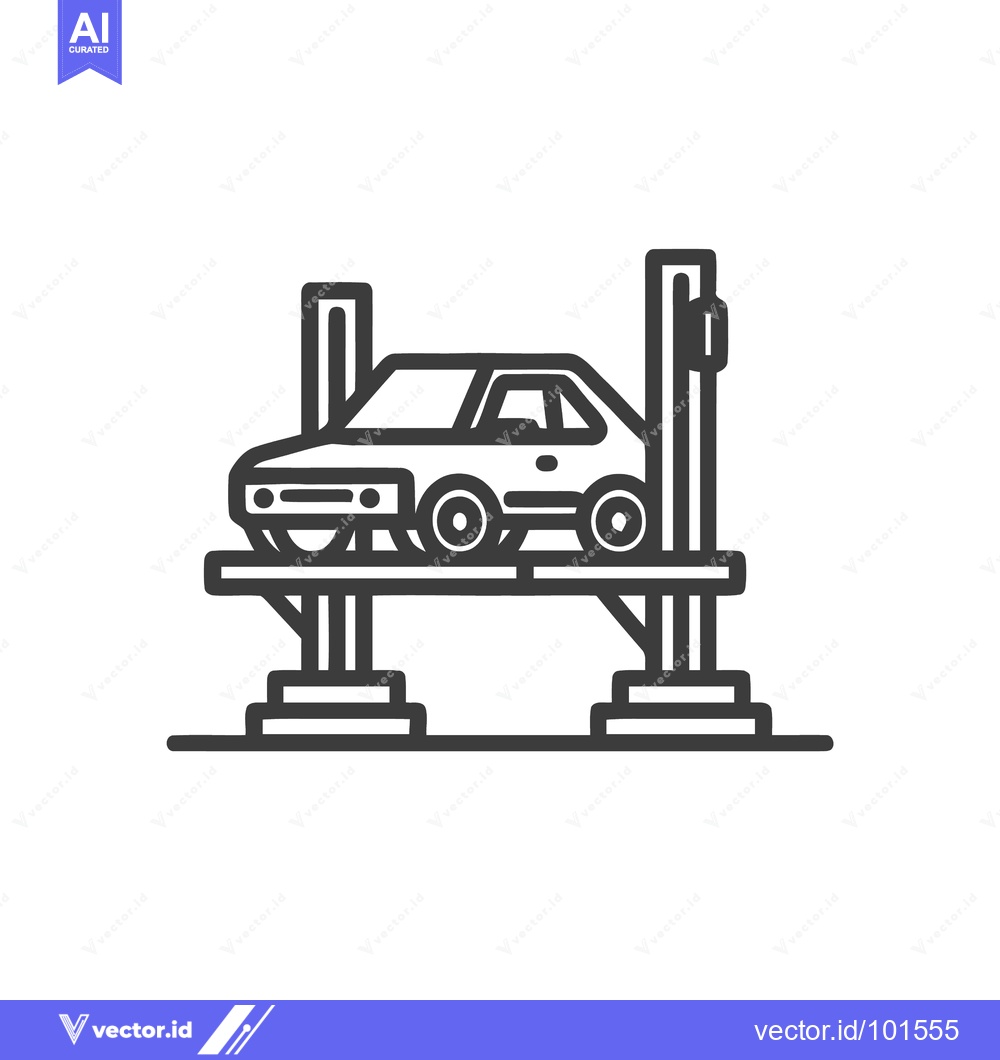 Premium Vector of Modern Line Art Icon of a Car on a Hydraulic Lift for Automotive Servi