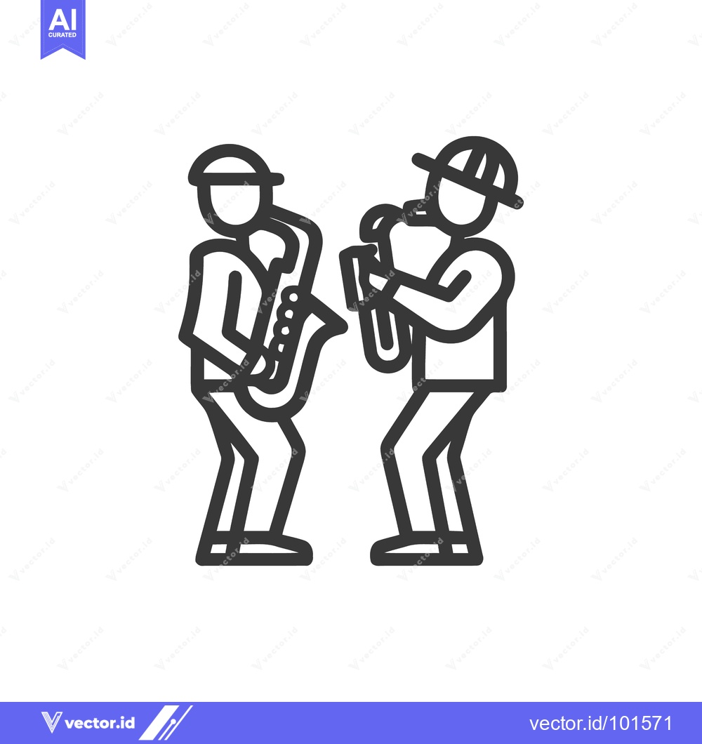 Premium Vector dari Bold Line Art Icon of a Saxophone Duo Performing a Jazz Duet