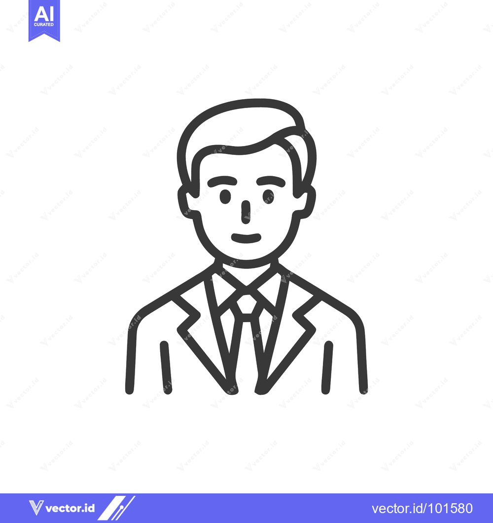 Premium Vector dari Modern Minimalist Line Art Icon of Professional Man in Business Suit a