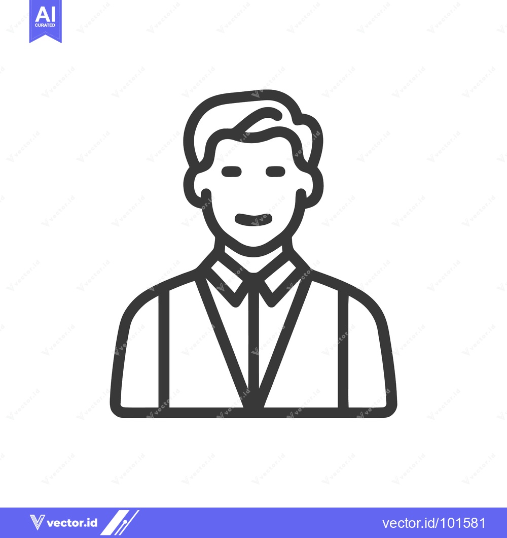 Premium Vector of Modern Outline Icon of a Smiling Businessman in a Vest