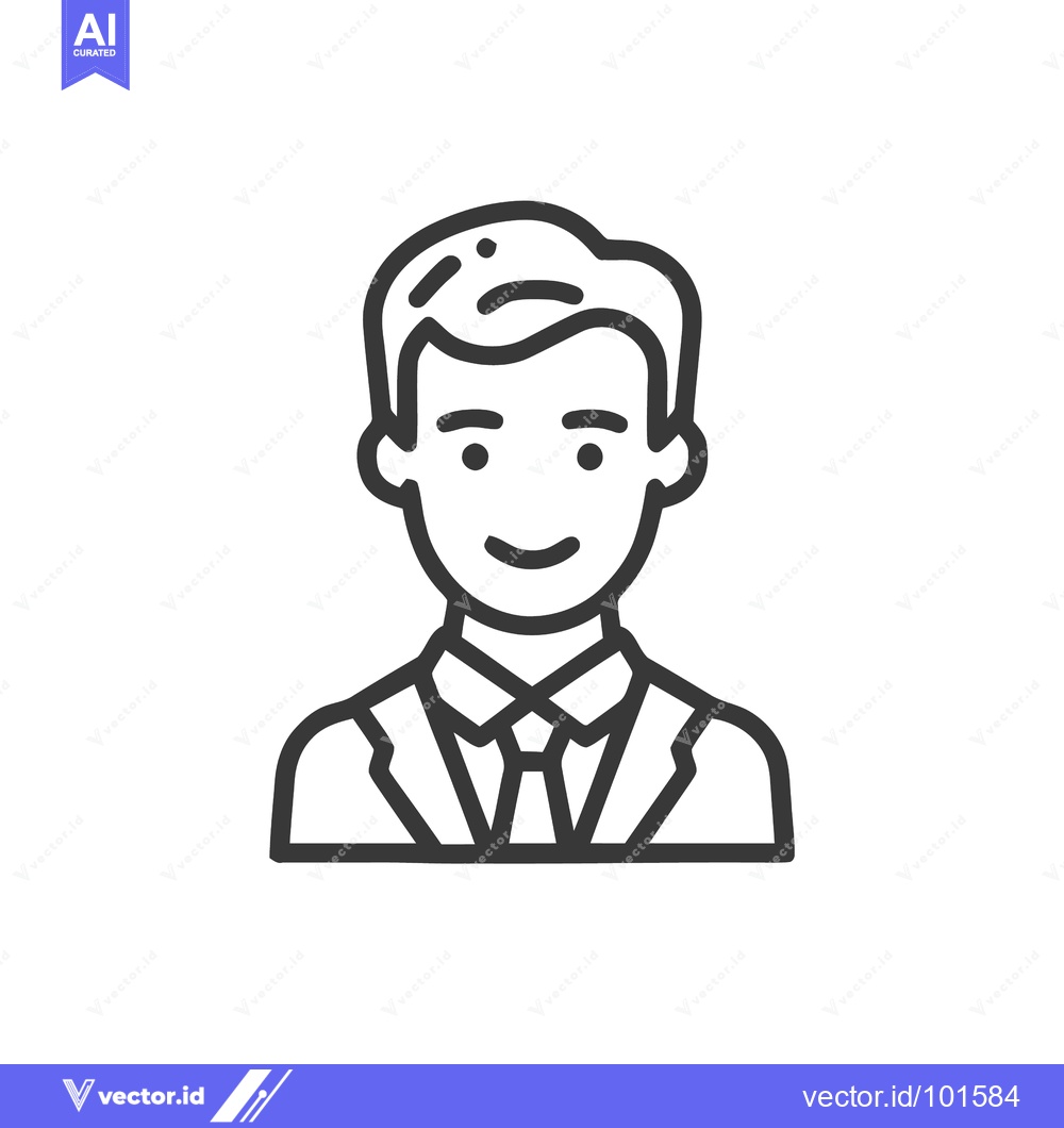 Premium Vector of Friendly Businessman Bust: Modern Minimalist Line Art Icon