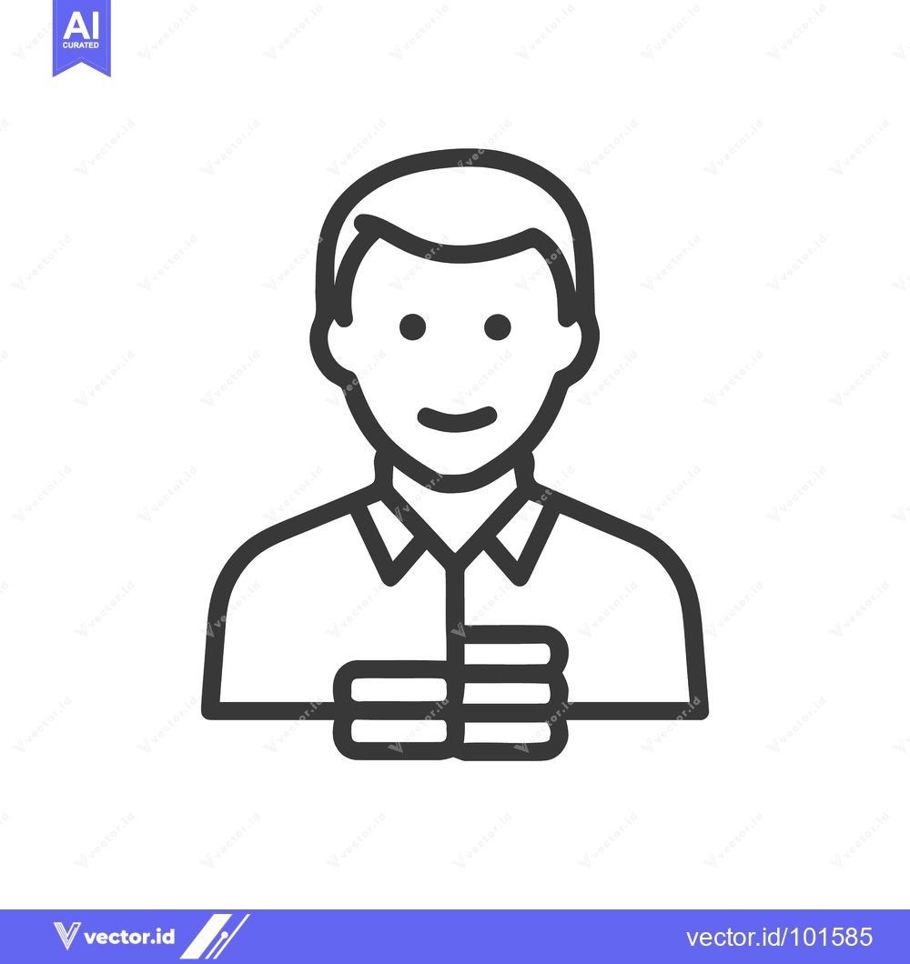Premium Vector dari Professional Man with Documents, Minimalist Outline Vector Icon