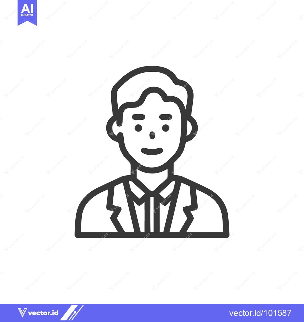 Premium Vector dari Minimalist Line Art Icon of a Young Man in a Suit; Professional Avatar