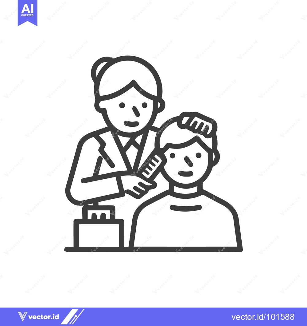Premium Vector dari Professional hairdresser styling hair with clippers, a clean minimalis