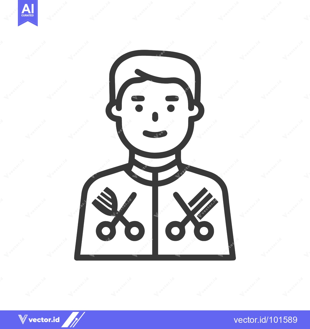 Premium Vector of Professional Hairdresser Bust Icon with Symmetrical Tool Emblems