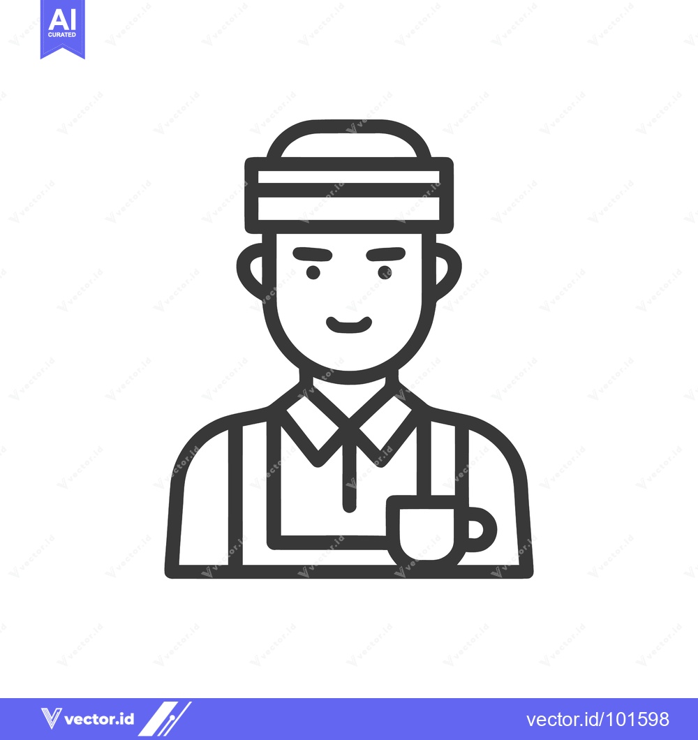 Premium Vector dari Friendly Barista Character Bust: Line Art Icon for Coffee Service