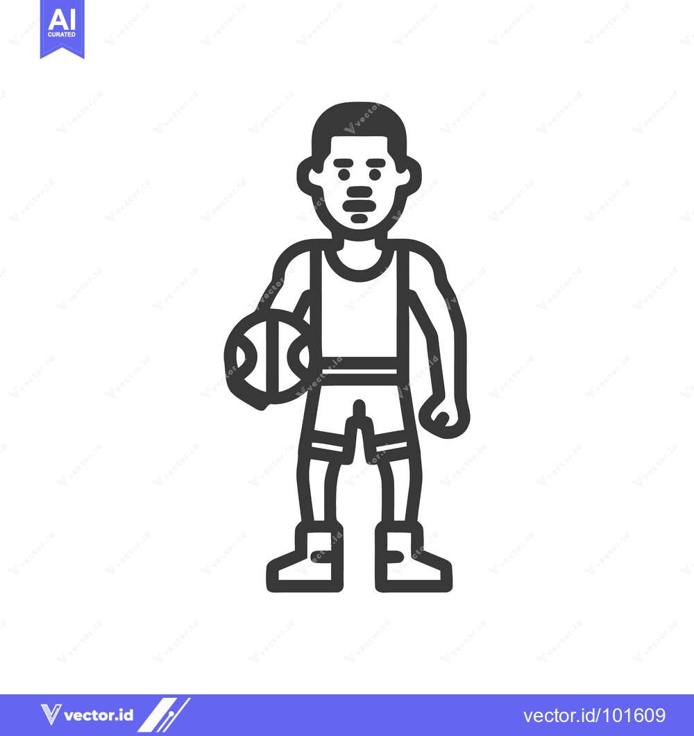 Premium Vector dari Modern Bold Line Icon of a Basketball Player Holding a Ball