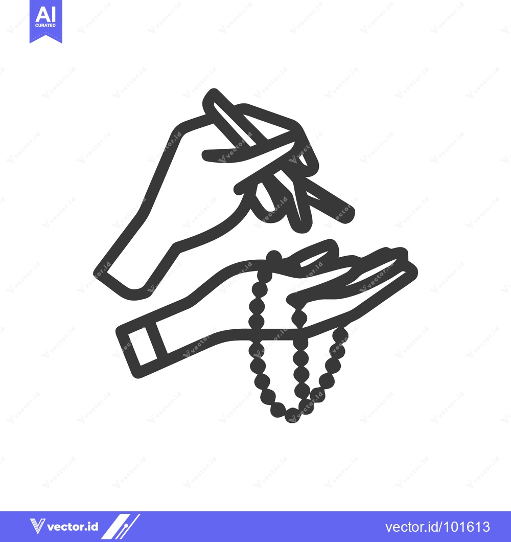 Premium Vector dari Elegant Line Art Icon of Hands Counting Spiritual Prayer Beads
