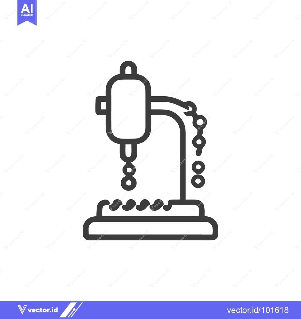 Premium Vector of Sleek Outline Icon of an Automated Workshop Drill Press with Chain Dri