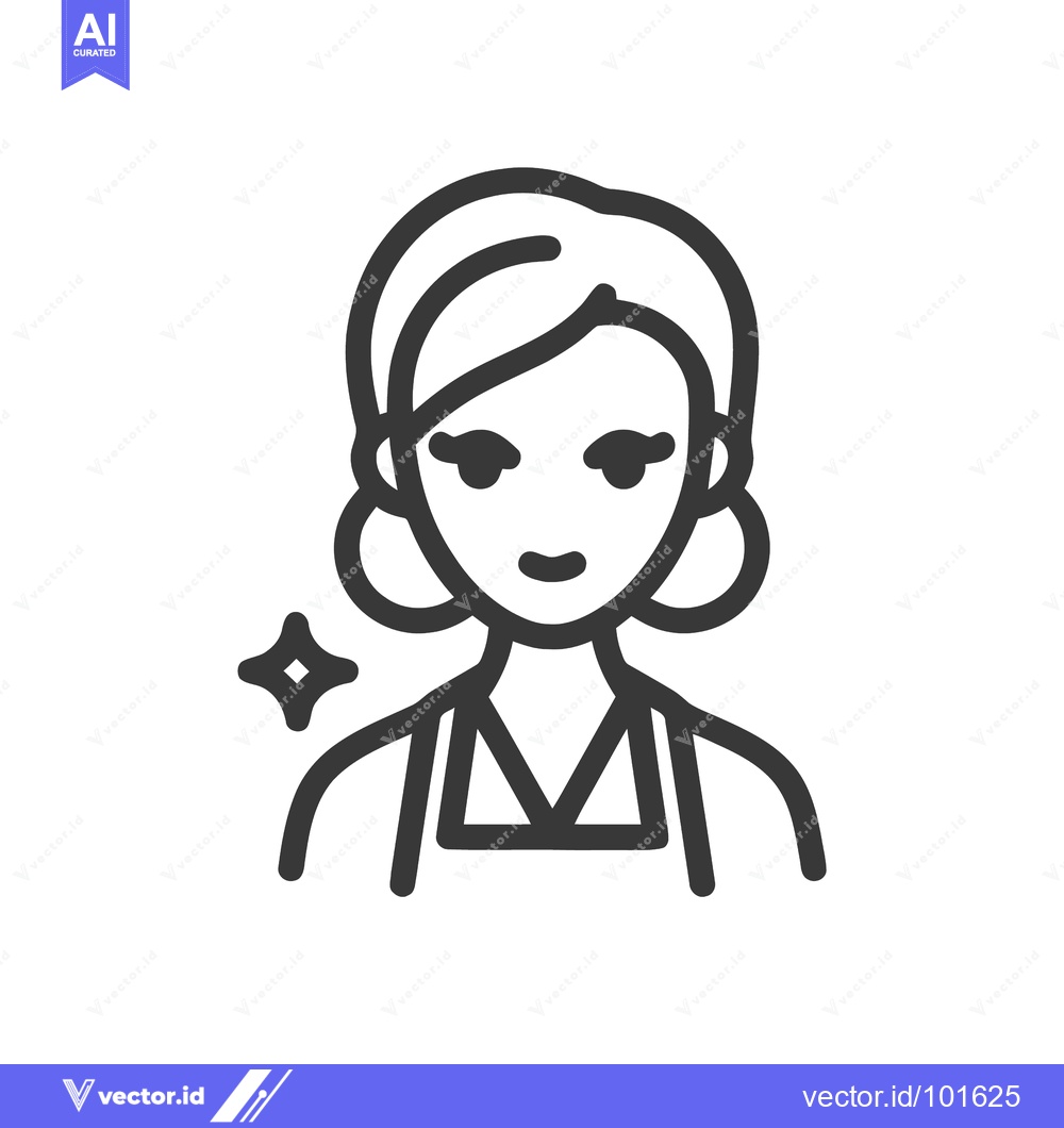 Premium Vector dari Simple Line Art Woman Icon with Sparkle, Ideal for Cleaning or Beauty