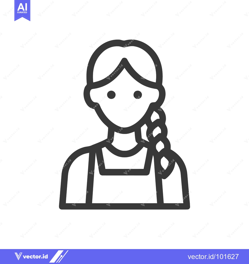 Premium Vector dari Minimalist Line Icon of Woman with Braid, Simple Female User Profile A