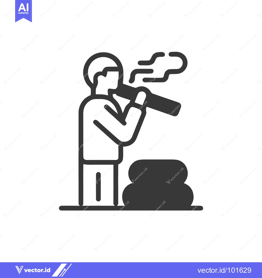 Premium Vector of Monochrome Icon of Person Vaping E-Cigarette with Vapor and Stacked It