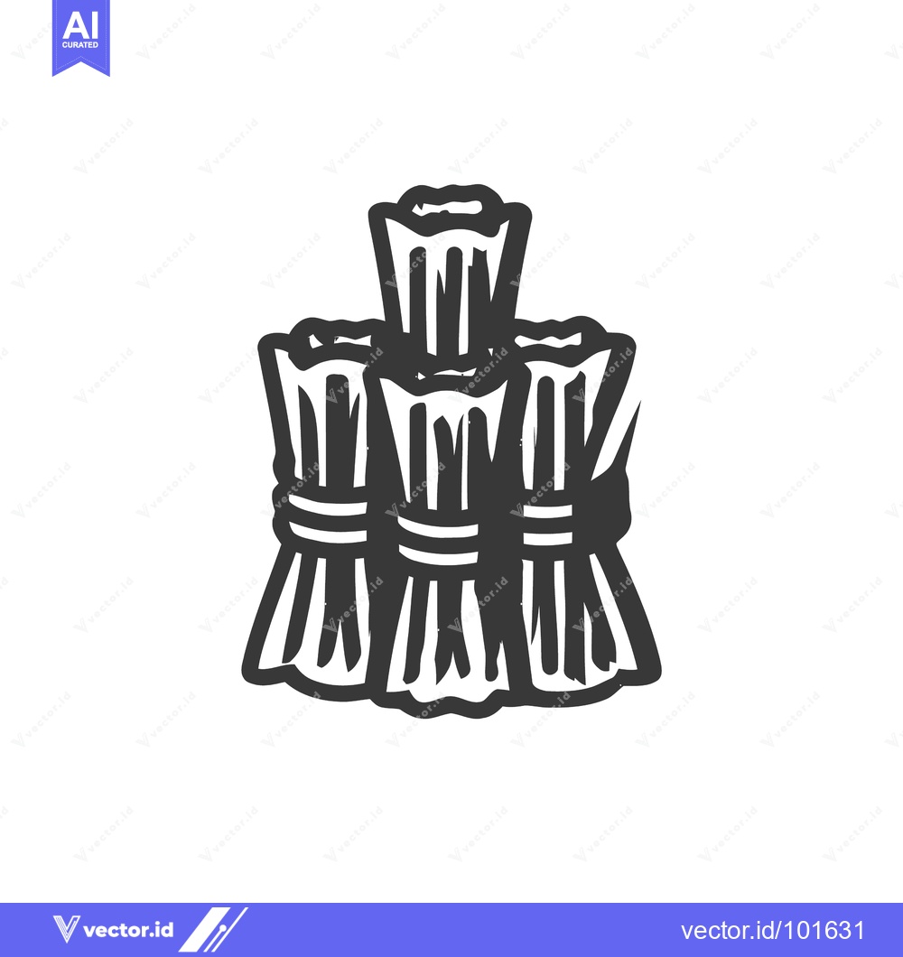 Premium Vector of Stylized Black and White Icon of Three Tied Agricultural Harvest Bundl