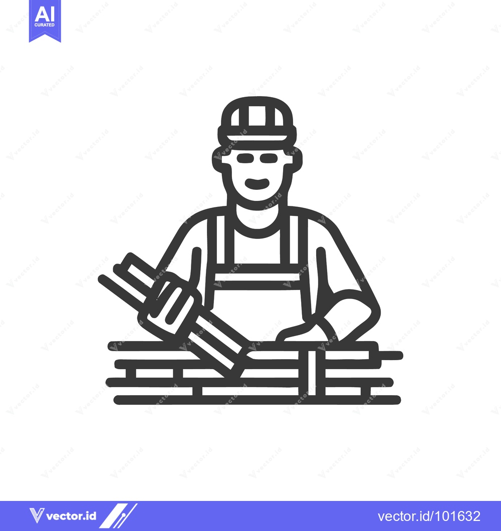 Premium Vector dari Skilled Builder Laying Bricks with Trowel, Professional Construction W