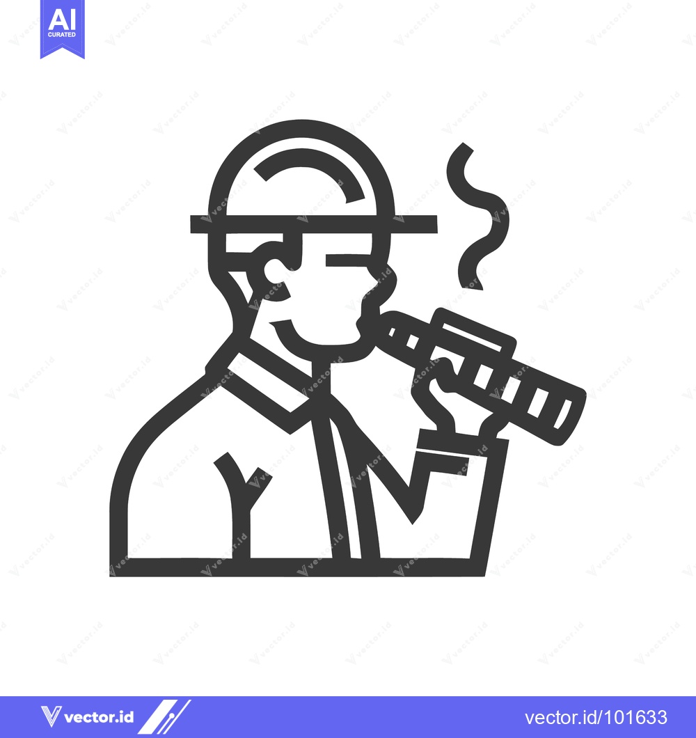 Premium Vector dari Minimalist Line Art Icon of Person Vaping E-Cigarette with Rising Vapo