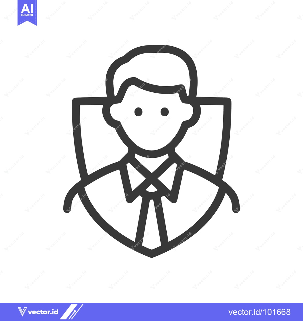 Premium Vector dari Professional Man in a Shield: Minimalist Line Icon for Security and Us