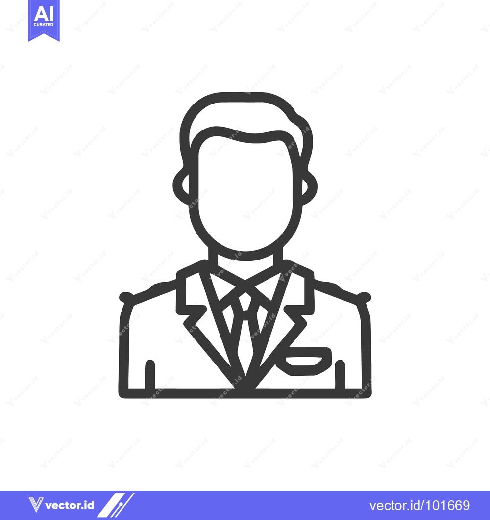 Premium Vector of Anonymous Professional Man in Suit, Minimalist Monochrome Line Art Ico