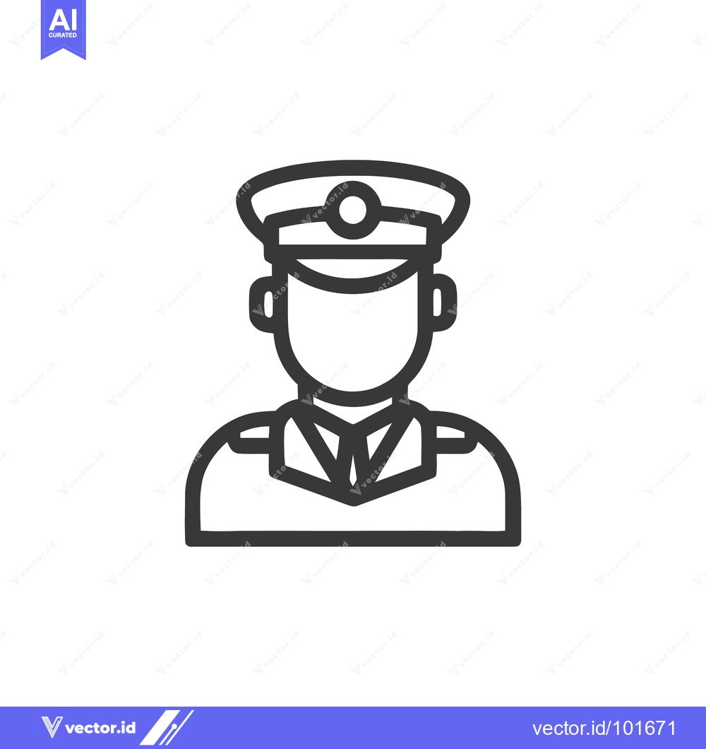 Premium Vector dari Minimalist Line Art Icon of a Faceless Officer in a Peaked Cap and Uni