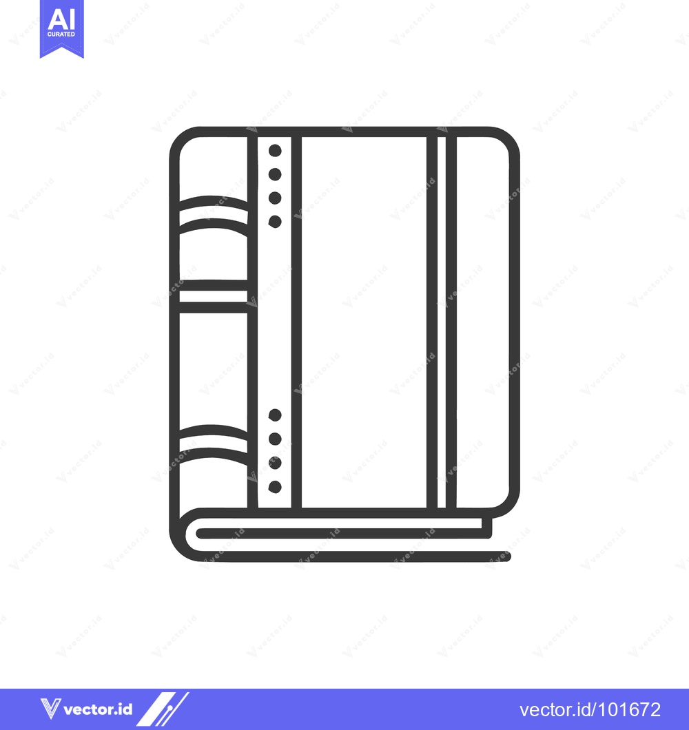 Premium Vector of Clean Line Art Book Icon with Decorative Spine, Education and Knowledg