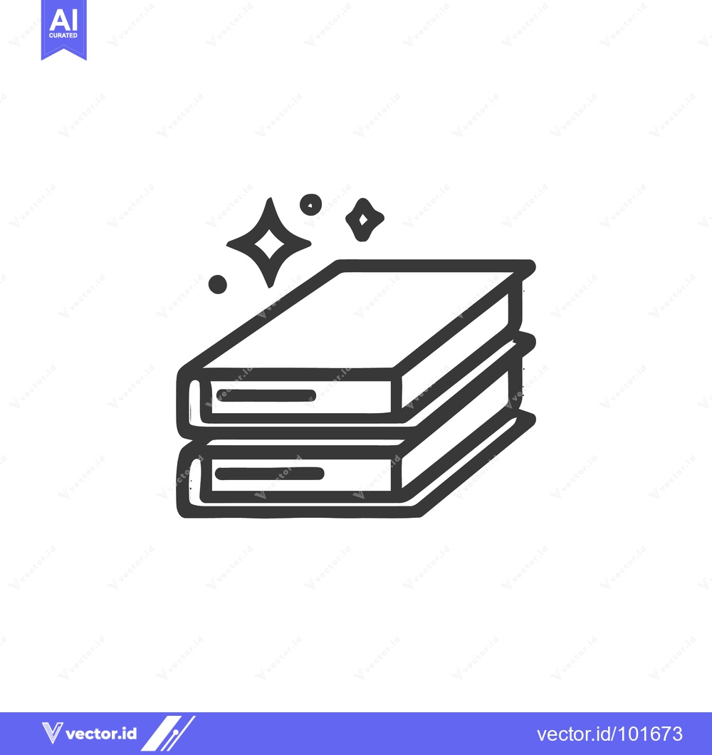 Premium Vector of Sparkling Stack of Books: A Minimalist Line Art Icon for Knowledge and