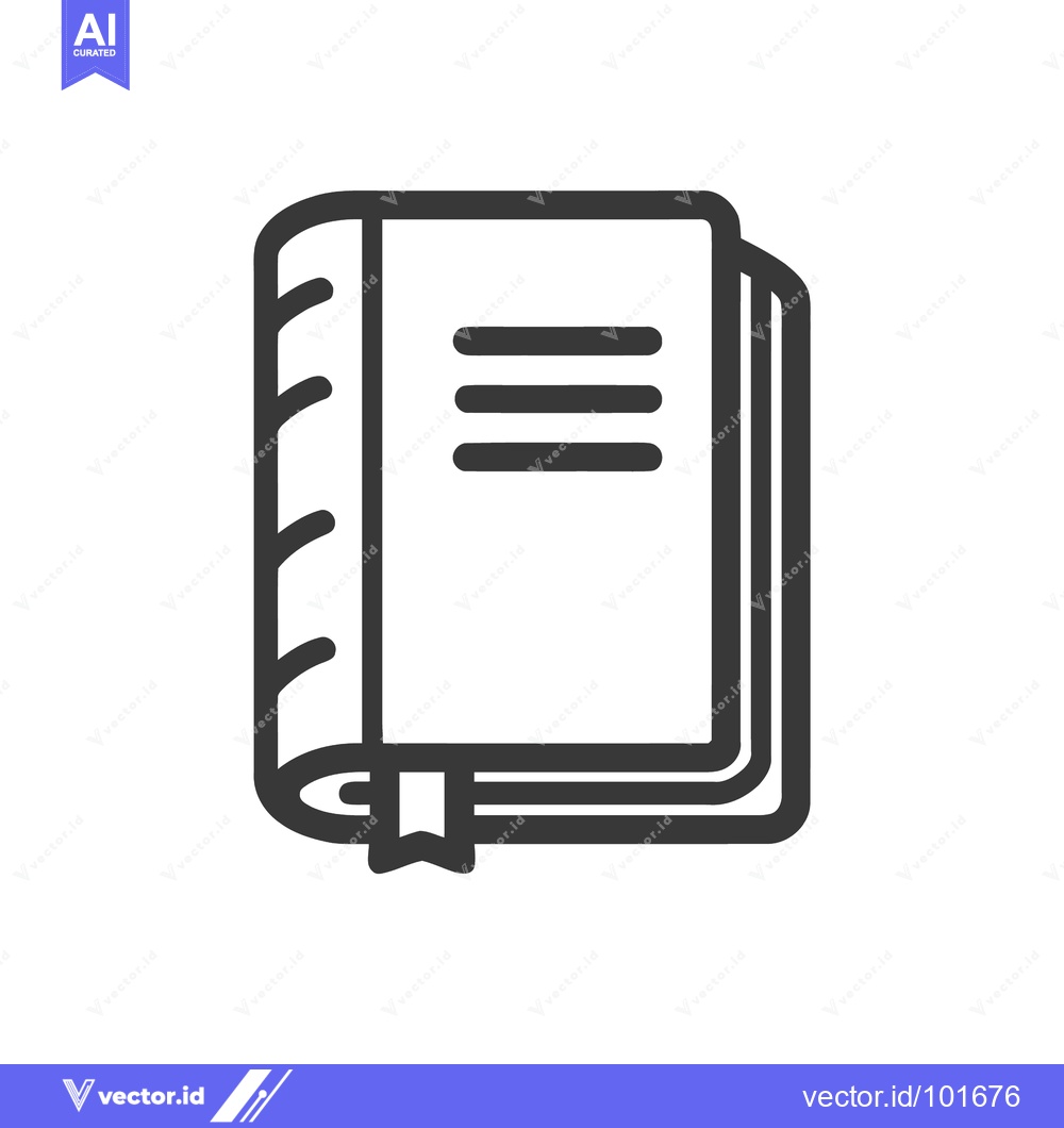Premium Vector dari Minimalist Outline Icon of a Closed Book with Bookmark and Spine Detai