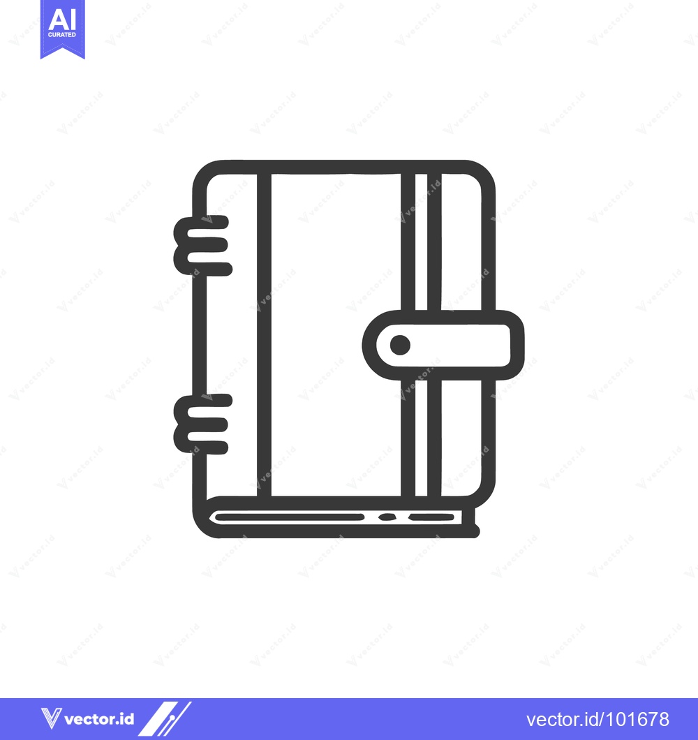 Premium Vector dari Modern line art icon of a closed journal with a secure clasp and side