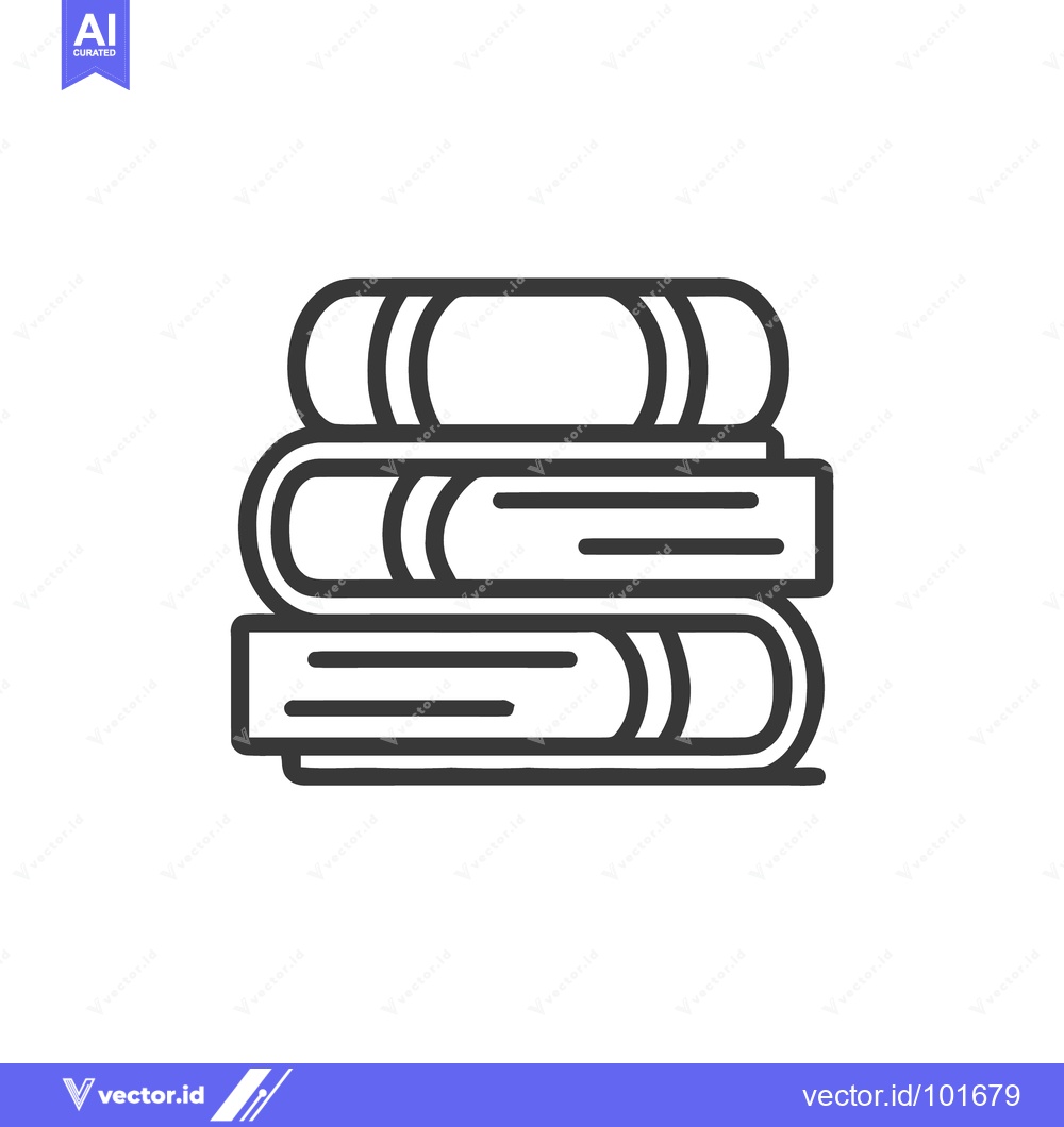 Premium Vector dari Minimalist Stack of Three Books Line Icon for Knowledge and Education