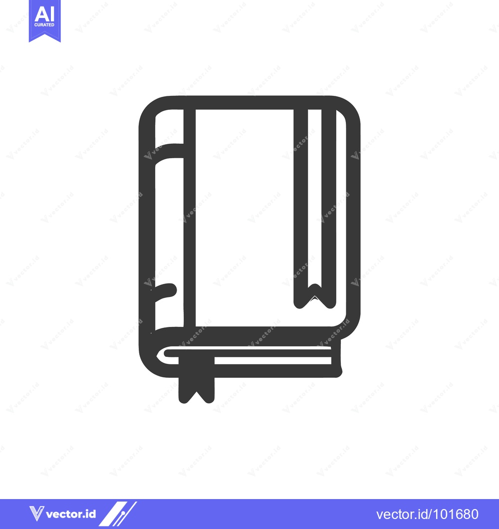 Premium Vector dari Minimalist Line Art Icon of a Closed Book with a Ribbon Bookmark