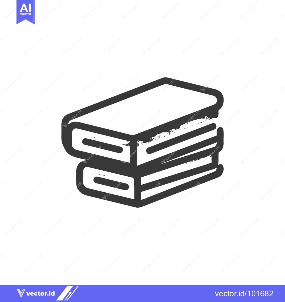 Premium Vector of Minimalist Stack of Two Books Icon with Bold, Textured Outline