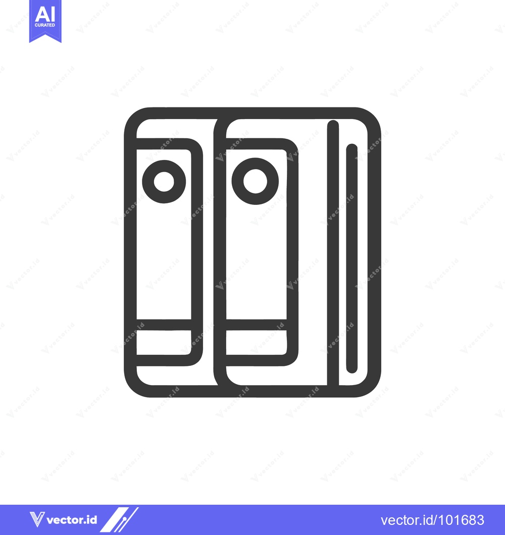 Premium Vector dari Two Upright Books with Circular Spine Labels, Minimalist Line Icon