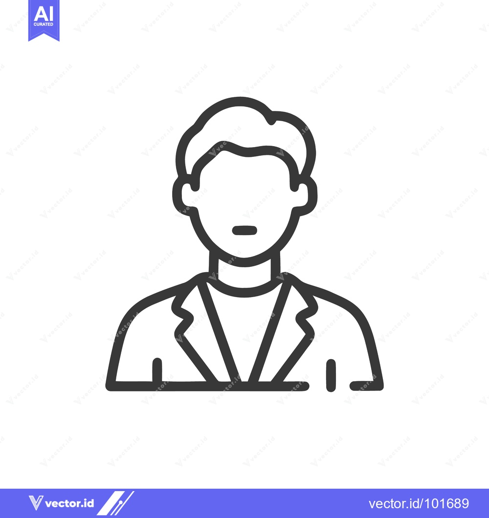 Premium Vector of Professional Male User Profile Avatar, a Minimalist Line Art Icon of a