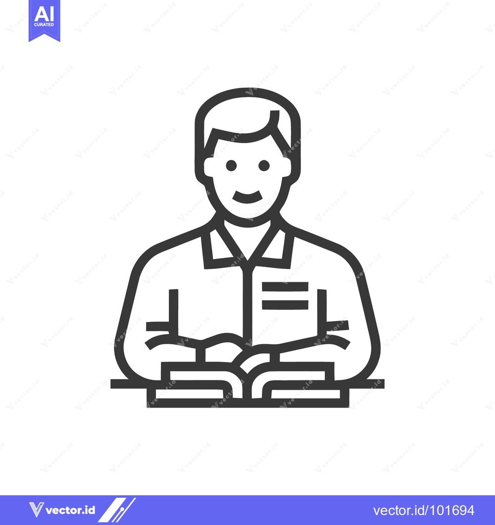 Premium Vector dari Minimalist Line Icon of a Smiling Student Reading a Book
