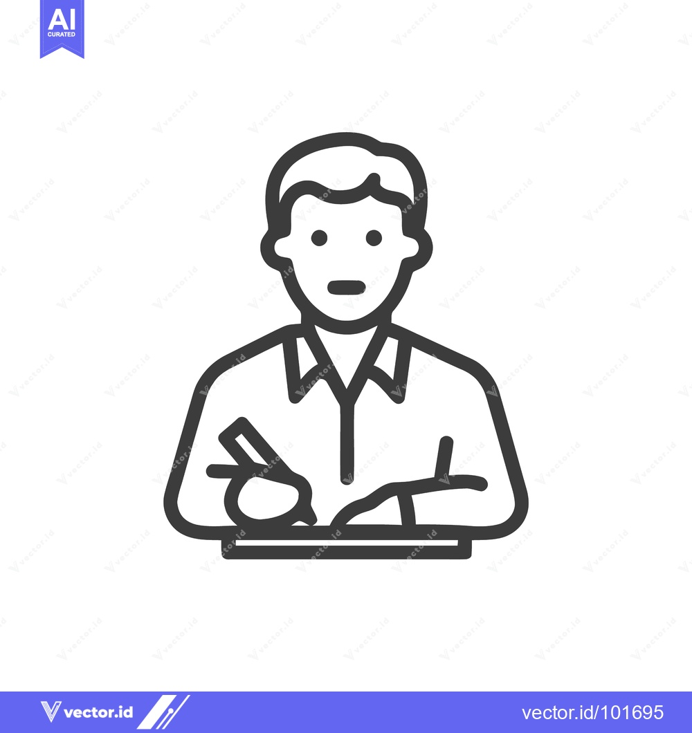Premium Vector dari Modern Line Icon of a Writer, Student, or Clerk at Work