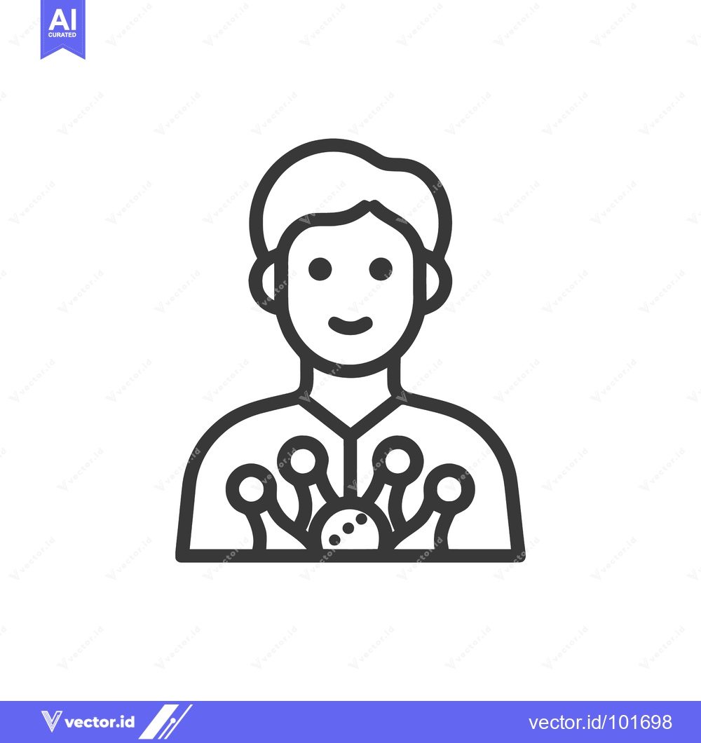 Premium Vector of Minimalist Line Icon of a Smiling Person as a Viral Host