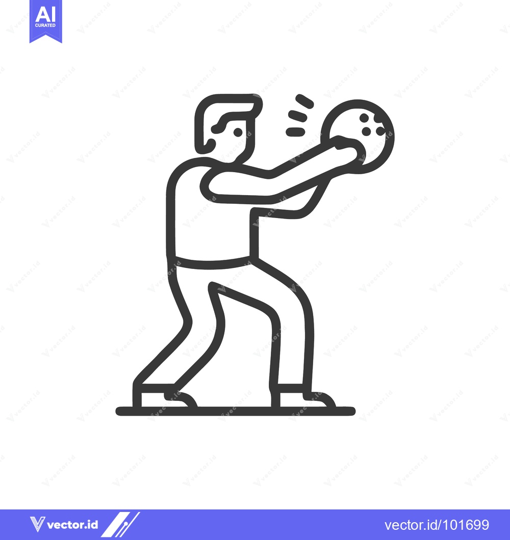 Premium Vector dari Dynamic Bowler in Action, a Modern Minimalist Line Art Icon