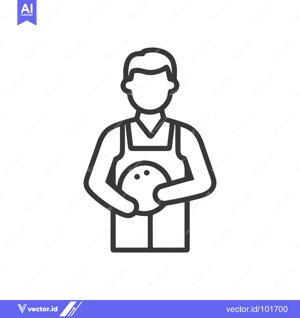 Premium Vector dari Minimalist Line Art Icon of a Bowler Holding a Ball