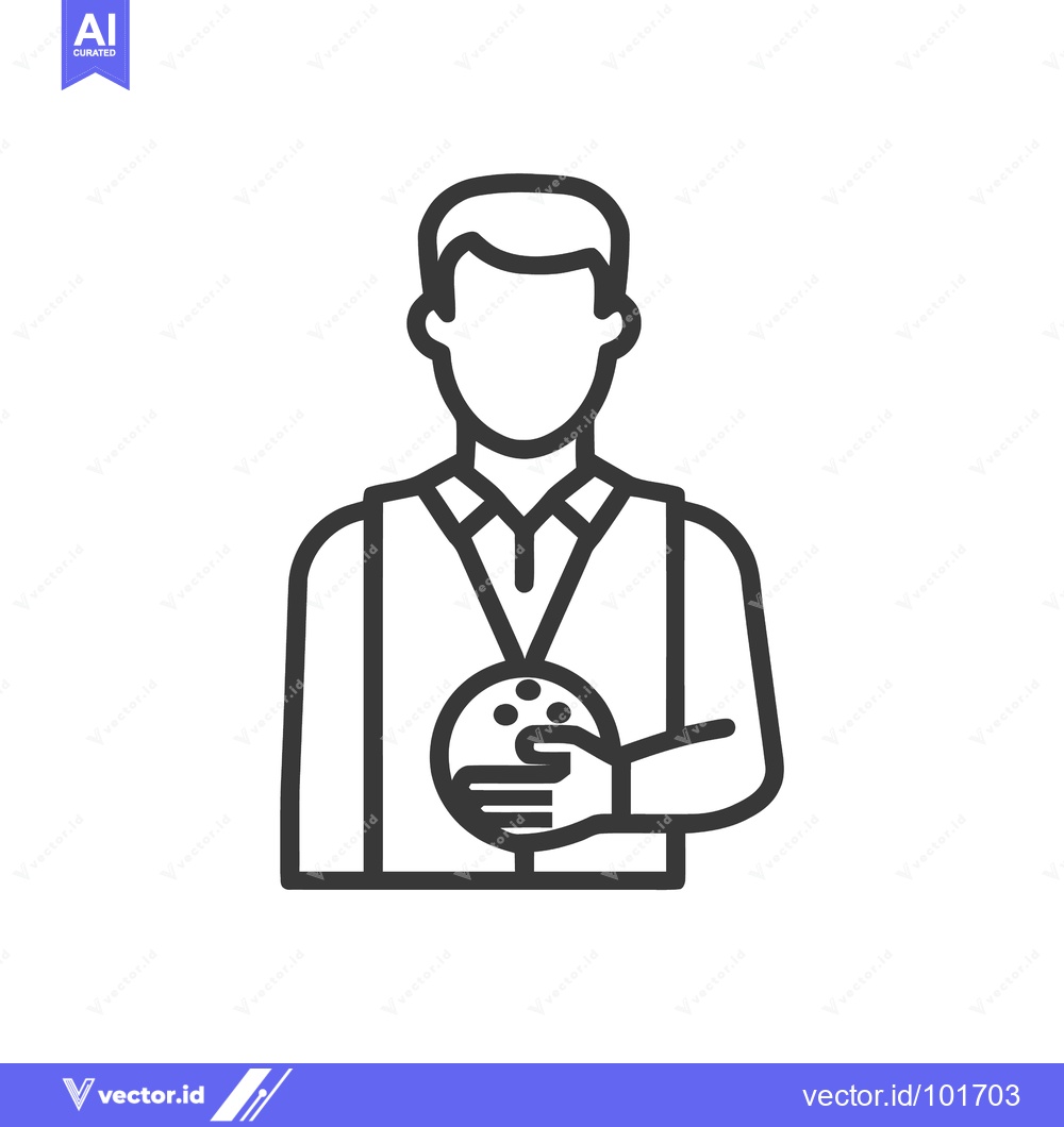Premium Vector dari Sleek Line Art Icon of a Faceless Bowler in a Vest Holding a Ball