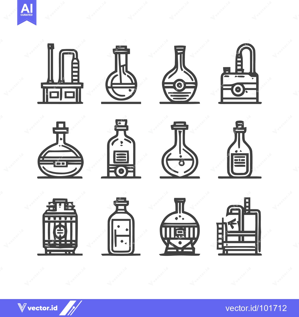 Premium Vector dari Modern Line Art Icons Depicting Distillery, Brewing, and Alchemical Ve