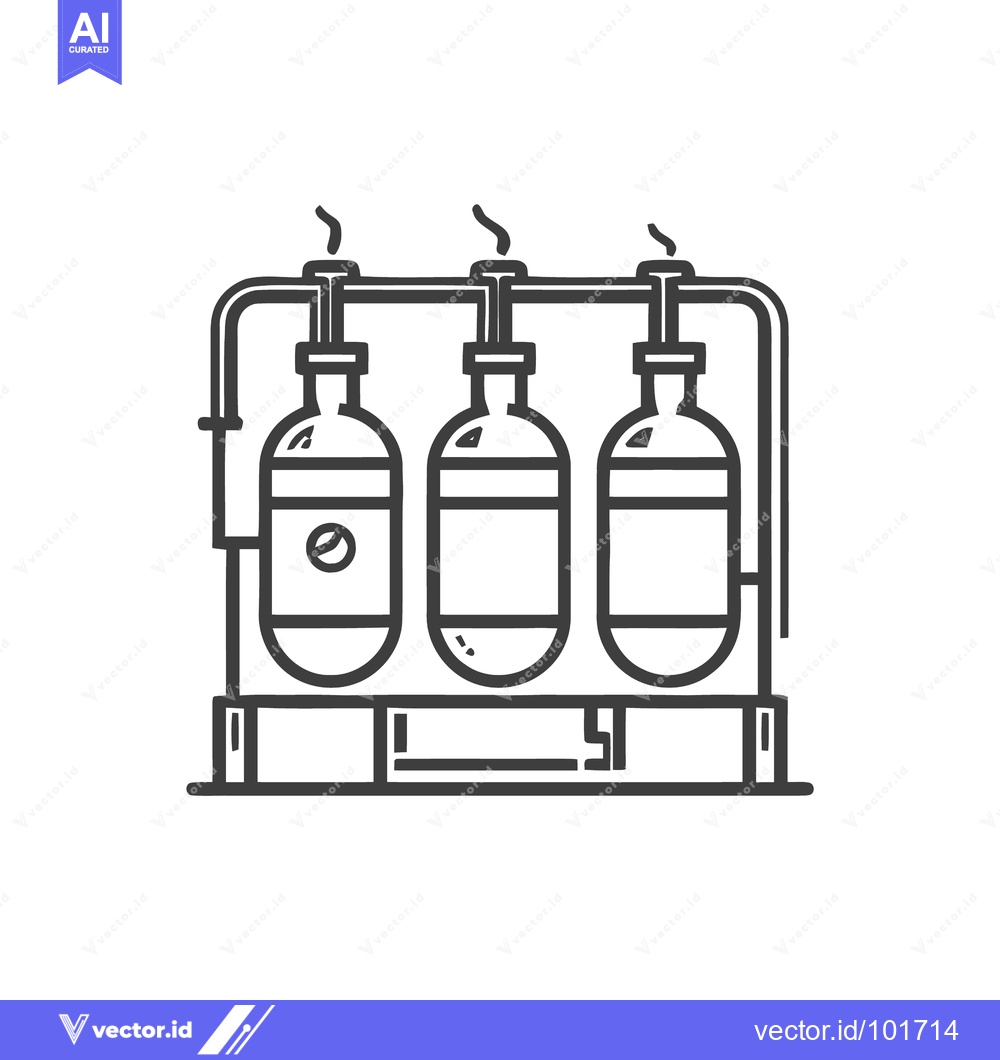 Premium Vector of Modern Line Art of a Brewery Fermentation System with Three Tanks