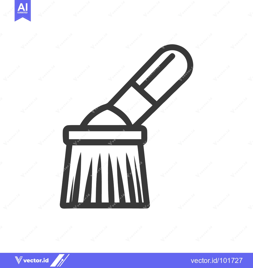 Premium Vector dari Minimalist Handheld Brush Icon with Rounded Handle and Bristles
