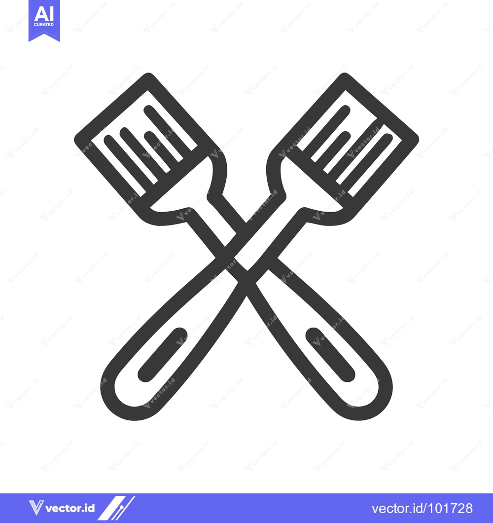 Premium Vector dari Modern Outline Icon of Crossed Grilling Spatulas, a Minimalist BBQ Ute