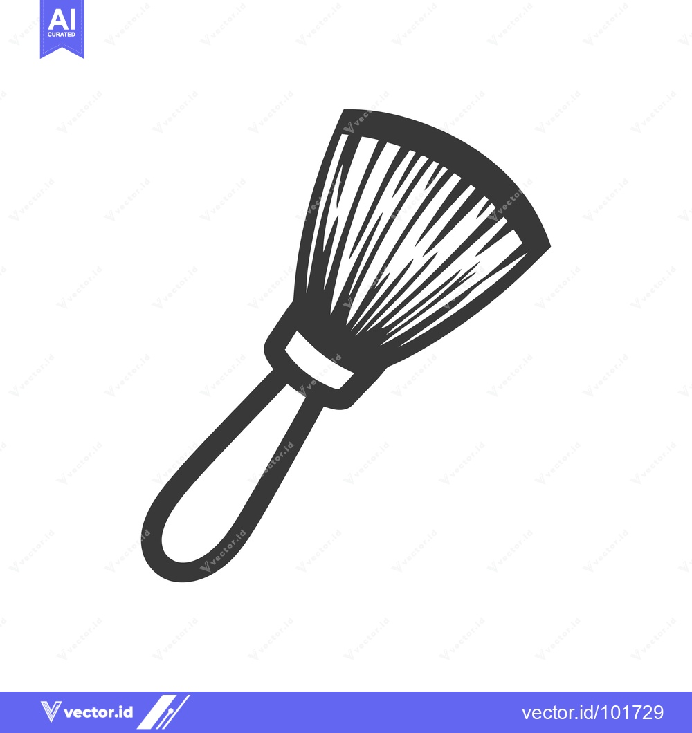 Premium Vector of Stylized monochrome icon of a fan-shaped pastry brush.