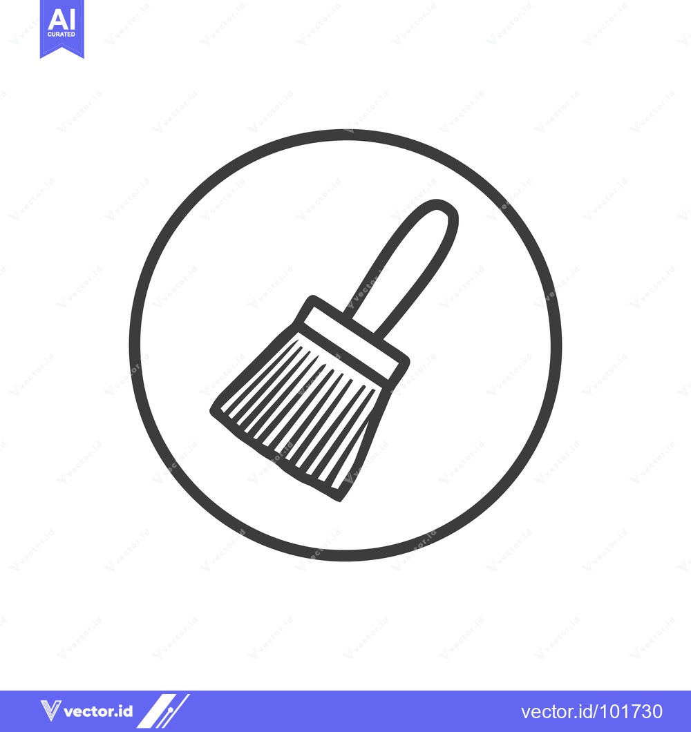 Premium Vector dari Minimalist hand-drawn paintbrush icon in a bold circular frame.