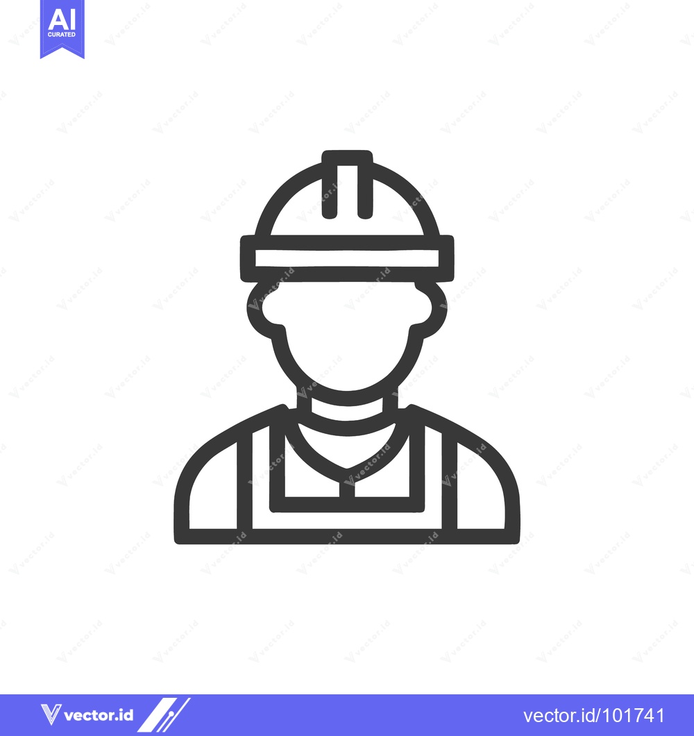 Premium Vector of Minimalist Line Icon of a Faceless Builder in a Hard Hat and Overalls